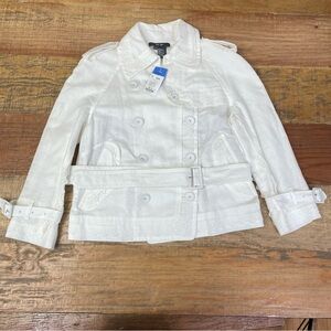 Per Se women’s size 10 Lightweight Belted Jacket white linen blend